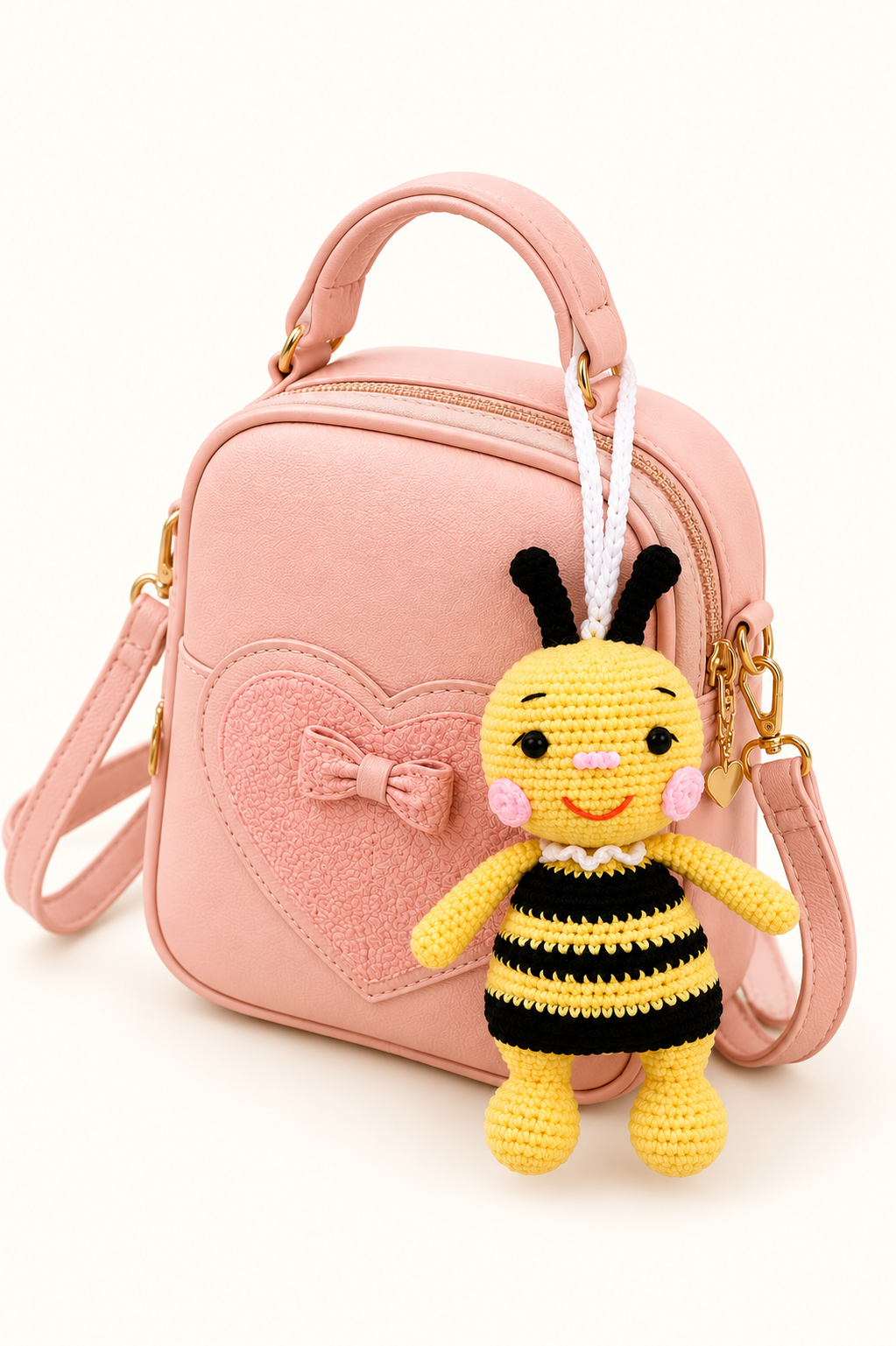 Crochet bee bag charm by SELLA - alternate view