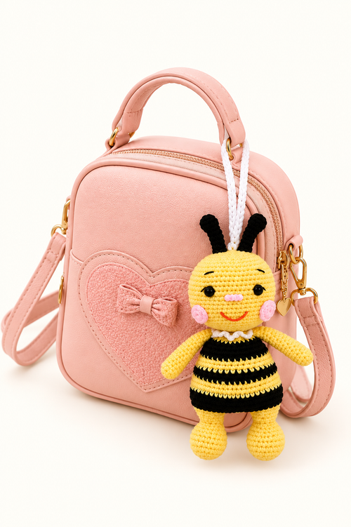 Crochet bee bag charm by SELLA - alternate view